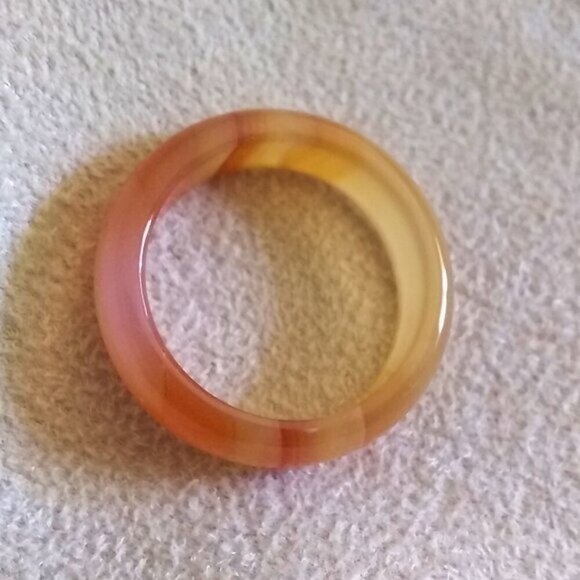 Tropical Juicy Citrus Colors ~ Banded Agate Stone Ring Size 7 ~ Friendship Ring - Picture 6 of 11